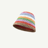 New Colorful Striped Knitted Hat for Women Spring