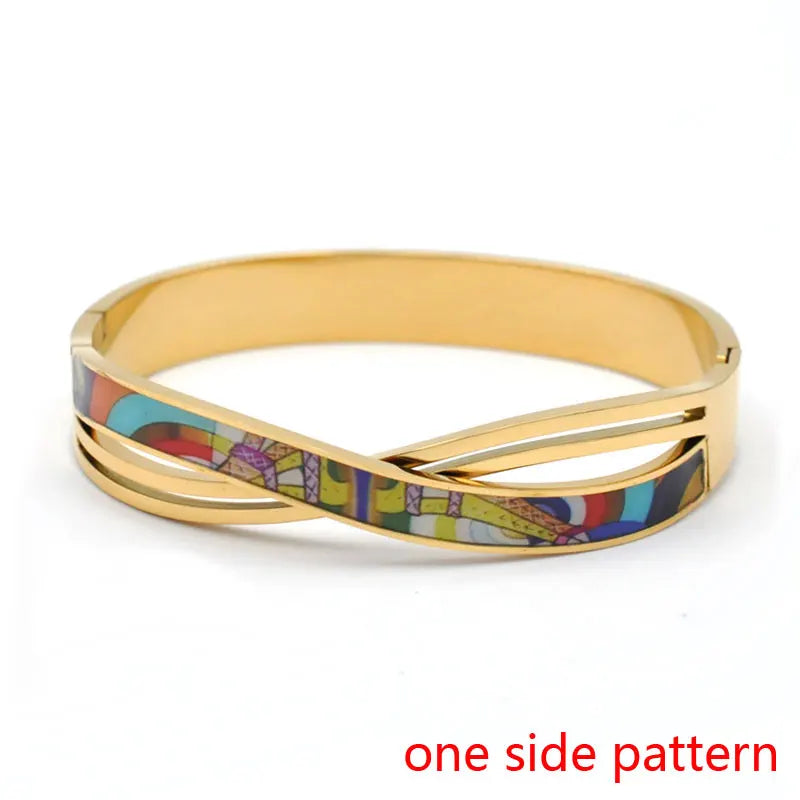 FYSARA Retro Style Stainless Steel Enamel Bracelet Geometric