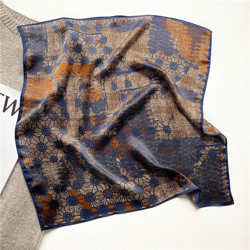 Natural Silk Scarf Women Design Print Foulard