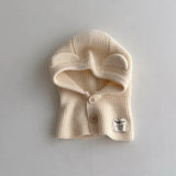 New Baby Knitted Hooded Scarf Warm Solid One