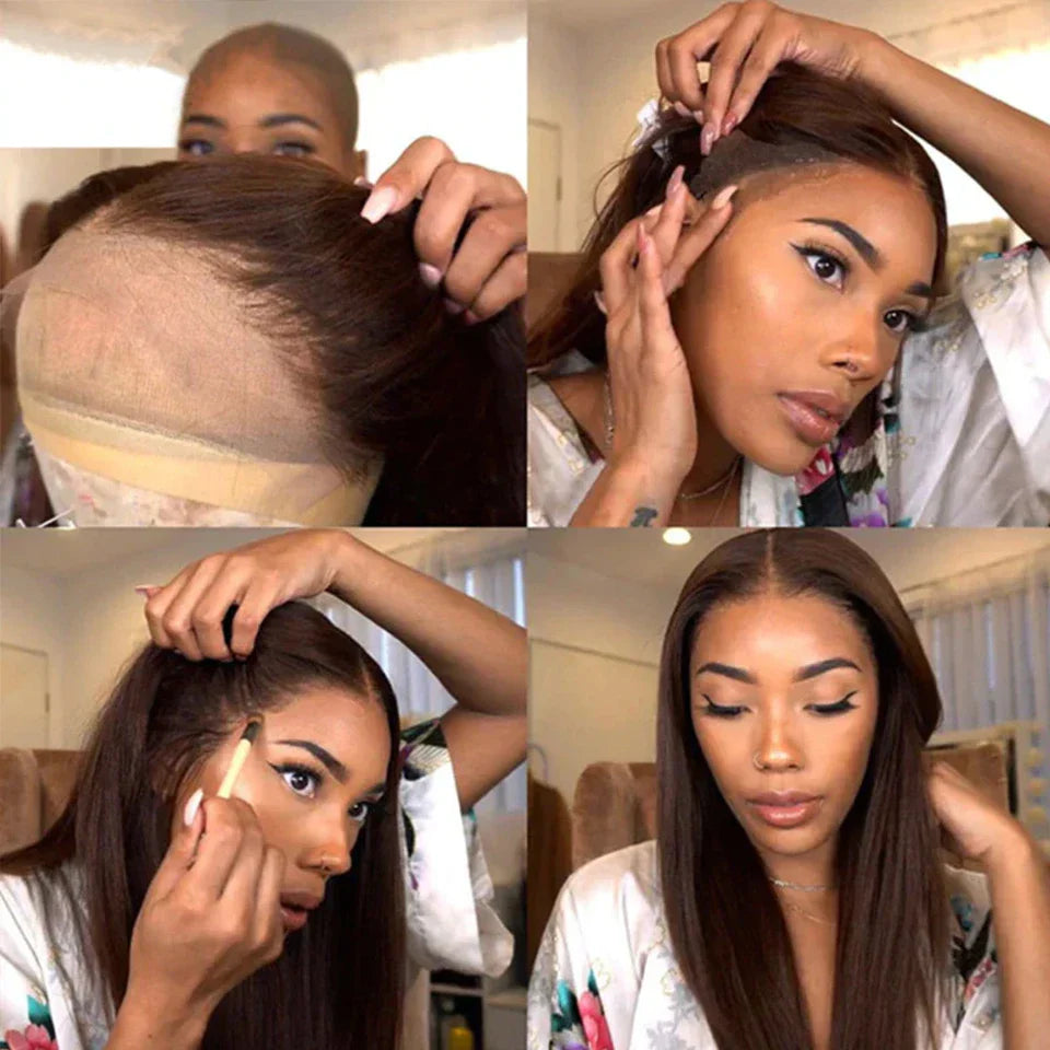 Brown Straight 13x4 Lace Front Human Hair Wigs