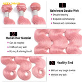 Light Pink Colored Bundles With 13x4 Frontal Weave