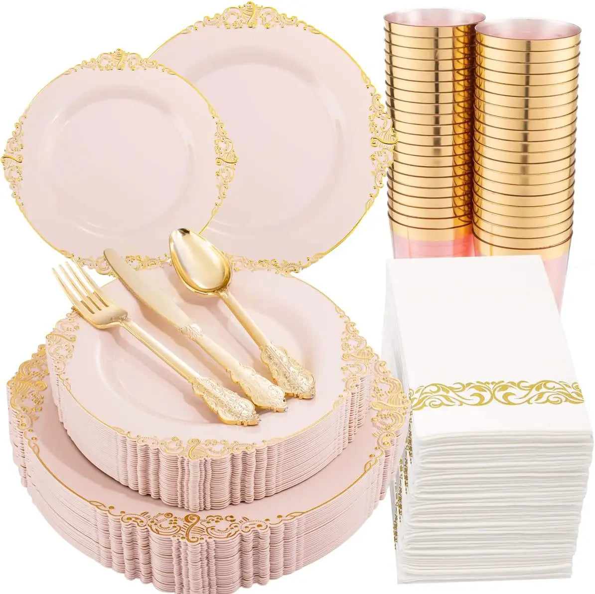 175pcs Plastic Plates- Disposable Plates include Dinner Plates,Dessert