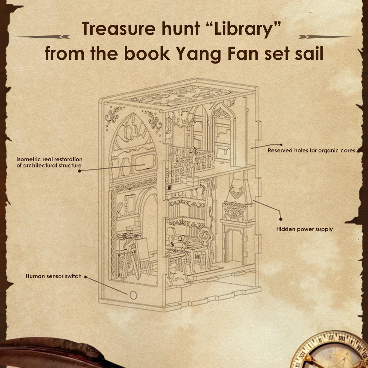 DIY miniature doll house book corner set 3D