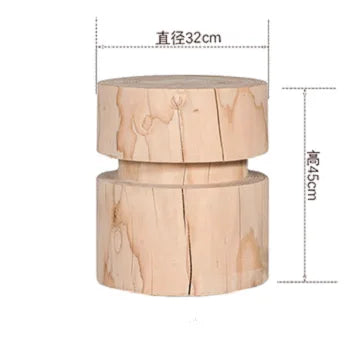 Creative Solid Wood Stool Log Pouf Sitting Stool