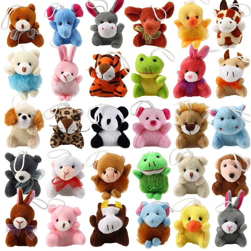 24 Mini Plush Animal Keychain Set Small Plush