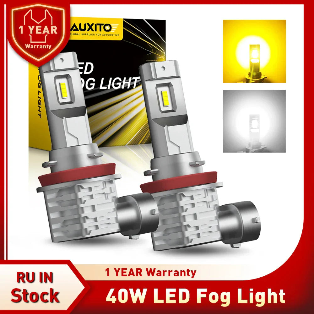 AUXITO H11 H9 H8 LED Fog Light - 9005 9006 H10 HB3 HB4, 6500K & 3000K