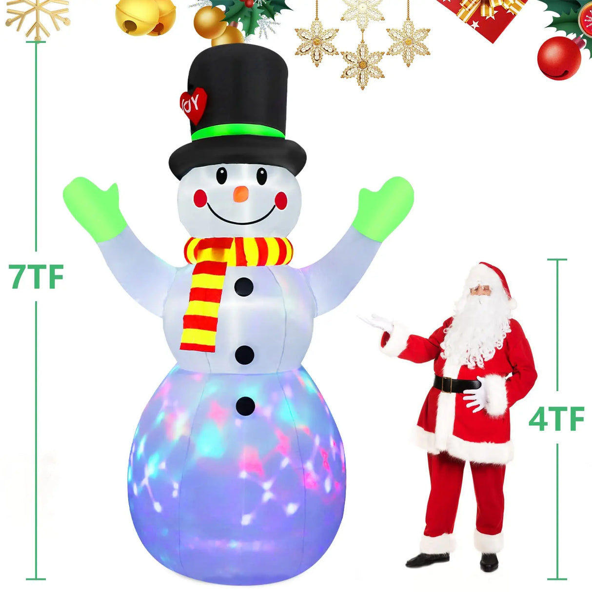 2.2M Christmas Snowman Inflatable Model Rotate LED Light