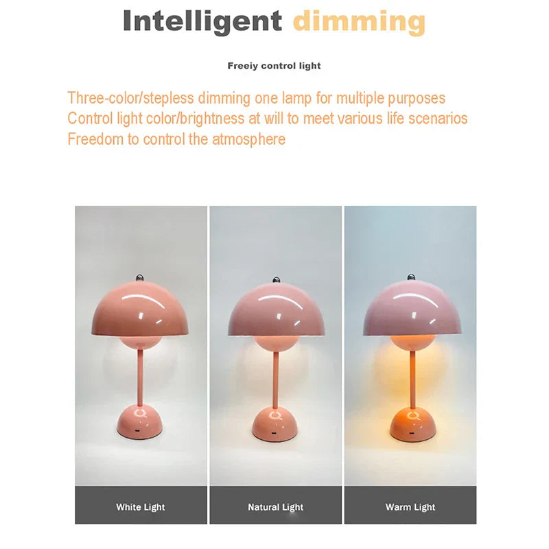 Mushroom Flower Bud Rechargeable LED Table Lamps Desk