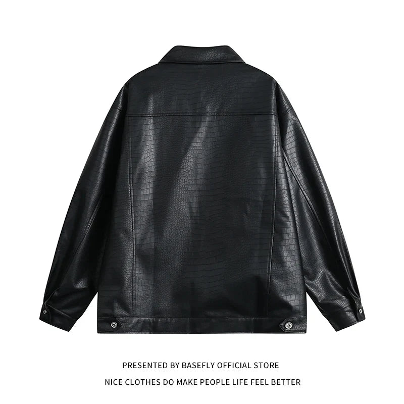 Simple Solid Crocodile Skin Like PU Leather Motorcycle
