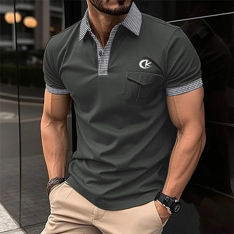 European and American men's casual short sleeved polo