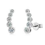 Lnngy Real Pure Silver Earrings 925 Single Row