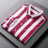 Fashion Lapel Button Loose Korean Striped Shirts Men