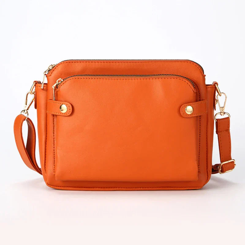 Crossbody Leather Shoulder Bags And Clutches Women's Three-Layer