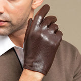 2Pcs Men's Genuine Leather Driving Gloves