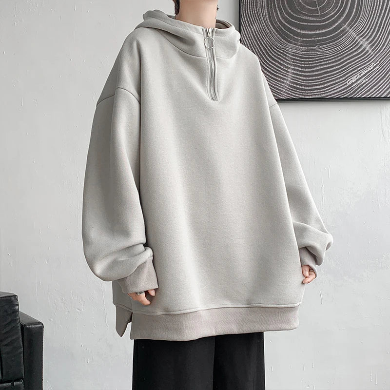 Turtleneck Hoodie Zipper Pullovers Streetwear Hip Hop Hooded