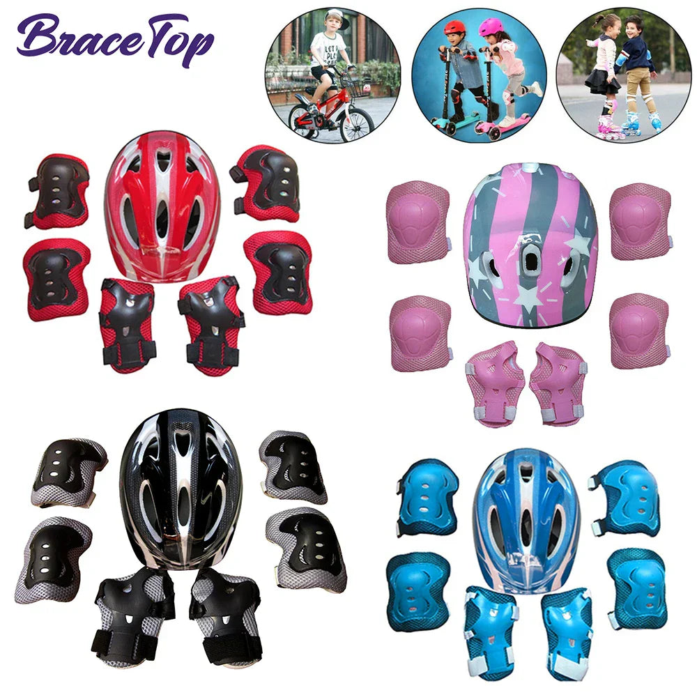 7Pcs Kids Skating Protective Gear Set Children Knee