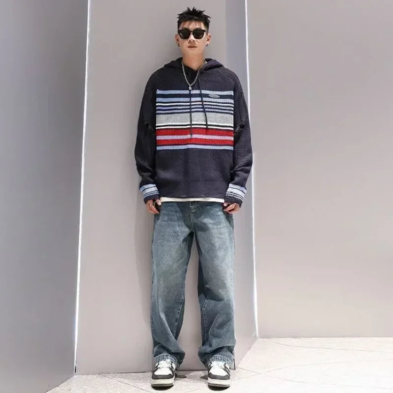 Man Clothes Aesthetic Pullovers Knitted Sweaters for Men