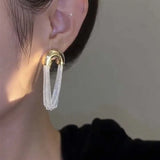 Fashion Metal U Shape Tassel Chain Earrings For