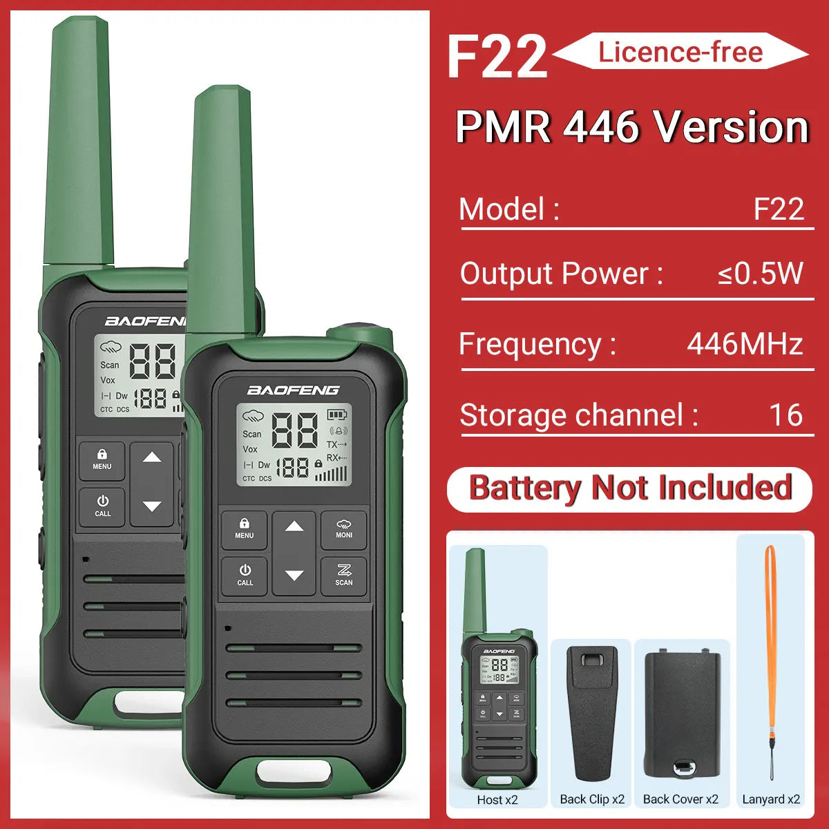 2pcs Baofeng F22 PMR FRS Walkie Talkie Type-c