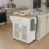 Rolling Kitchen Island on Wheels With Solid Wood