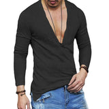 Mens Plain Slim Fitness Long Sleeve T-shirt Deep