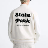 Mens Faux Suede Embroidered Baseball Jacket Autumn Winter