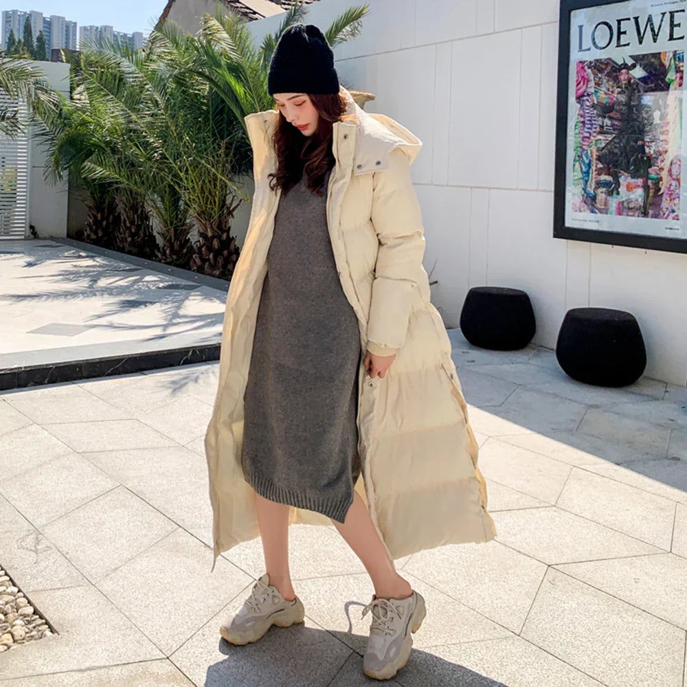 Women X-long Hoodie Down Coat Cotton Padded 2022