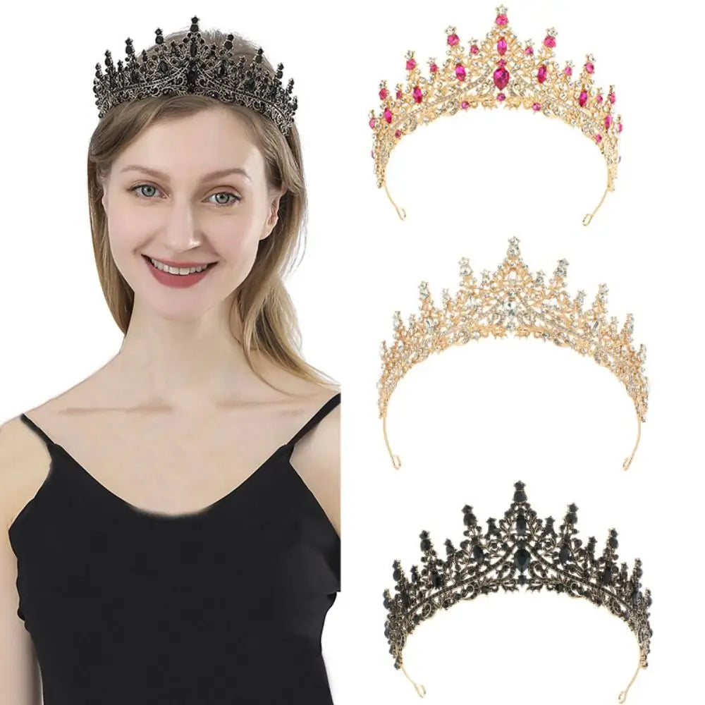Vintage Queen Crown Durable Gorgeous Baroque Crystal Headbands