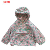 90-130cm Children's Pink Floral Flower Hooded Coat Toddler