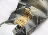 usa style Man's Jeans Five-pointed Star Torn Patches