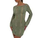 Puloru Sexy Knitted Cutout Short Dress 2022 Spring