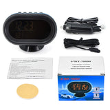 Digital Car Clock Dual Thermometer Battery Voltmeter Voltage Luminous Electronic Clock Car DC 12/24V Interior Accessories 4 IN 1