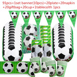 Green Football Birthday Party Decorations Kids Disposable Tableware