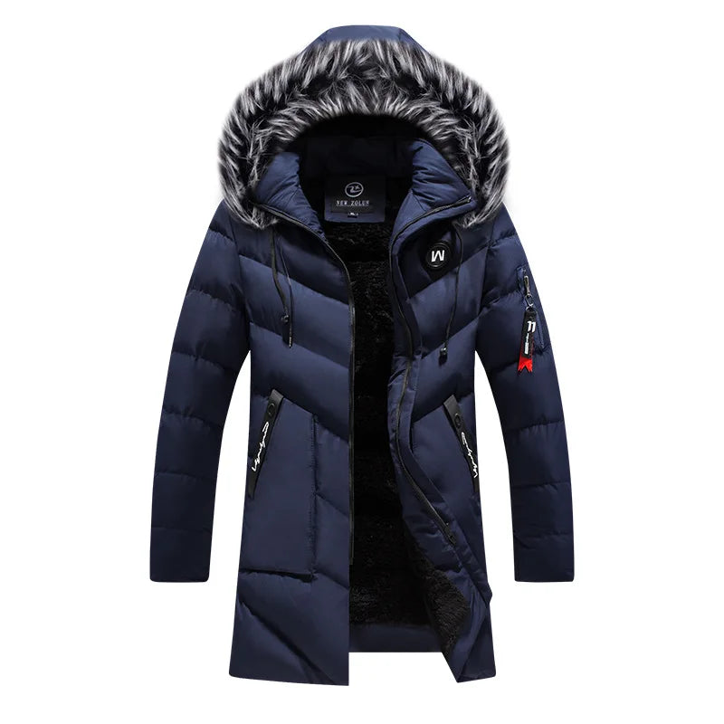 Men's Thick Fleece Winter Jacket Fashion Fur Hooded