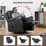 COMHOMA Leather Recliner Chair Rocker with Heated Massage