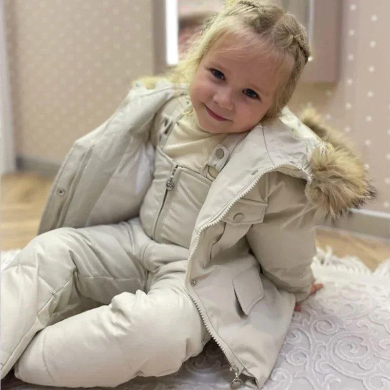 2pcs Set Children Winter Down Jacket and Jumpsuit