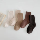 5Pairs/lot Solid Kids Socks Casual Baby Girls Boys