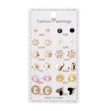 Faux Pearl Stud Earrings Set 15 Pairs Women's