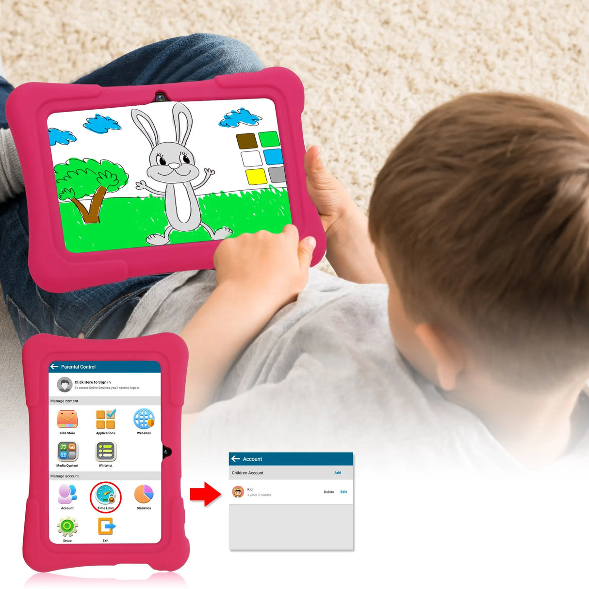 PRITOM 7 Inch Kids Tablet Quad Core Android