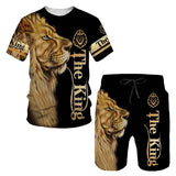 2023 Men T-shirt Set Tracksuit Training Wear Lion