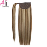 Straight Human Hair Ponytail Wrap Around Horsetail Clips-In