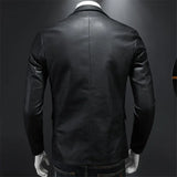 Men's Casual Leather Dress Suit Coat Casual Pu