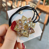 Cute Girls Elastic Hair Band Square Elegant Rhinestone