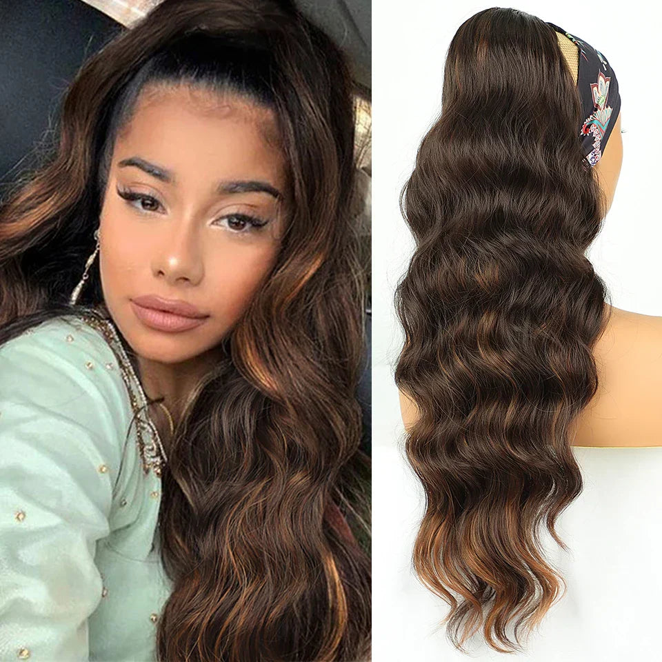 Vigorous Synthetic Long Body Wavy Drawstring Ponytail for