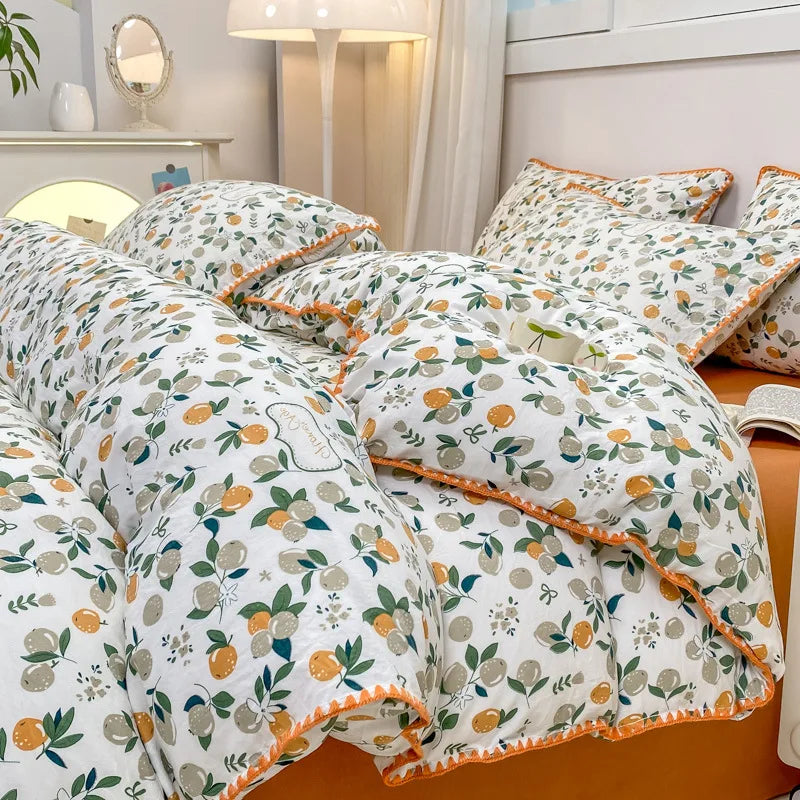Soft Cotton Crib Bedding Set Girl Bed Kid