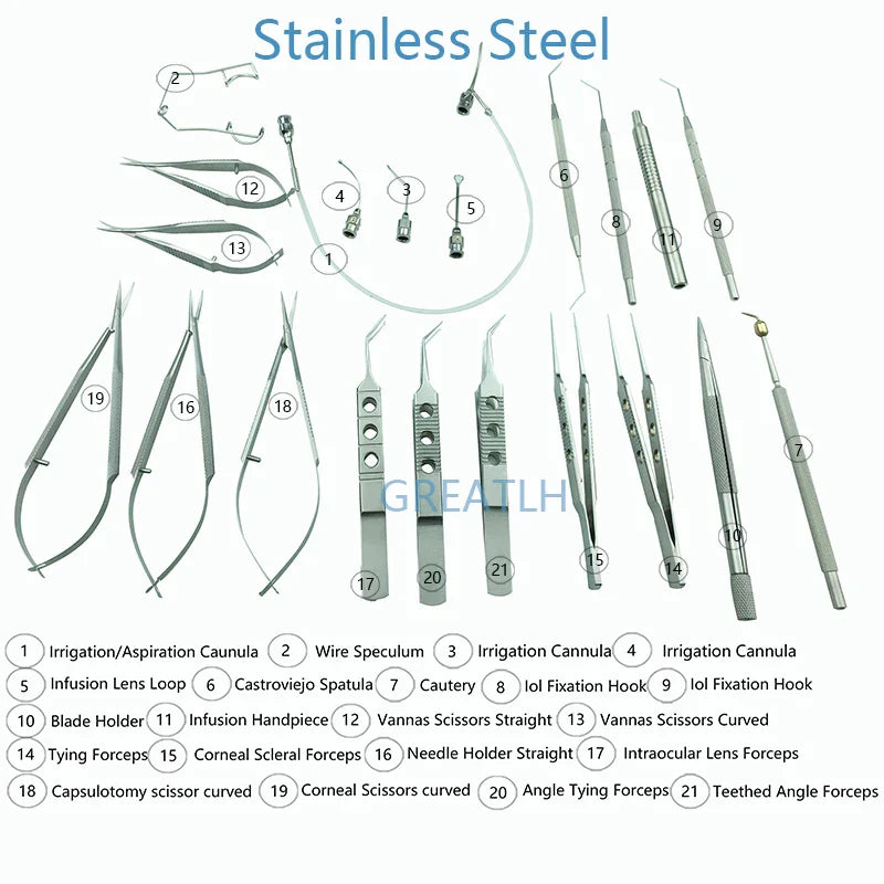 21PCS Titanium Alloy/Stainless steel Eye Ophthalmic Set Instrument