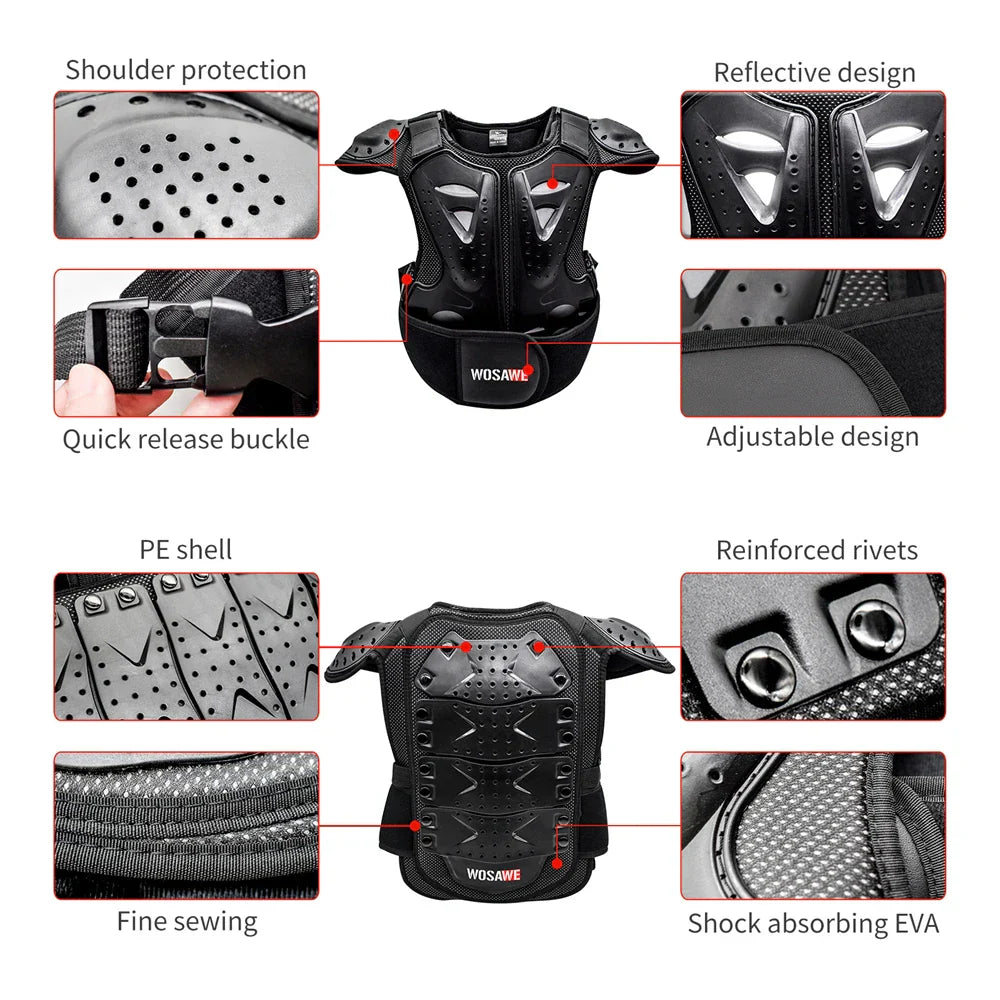 Youth child Motocross Motorcycle Gear Kids Youth Body Protector Vest Armor Jacket Chest Protection with elbow knee protection