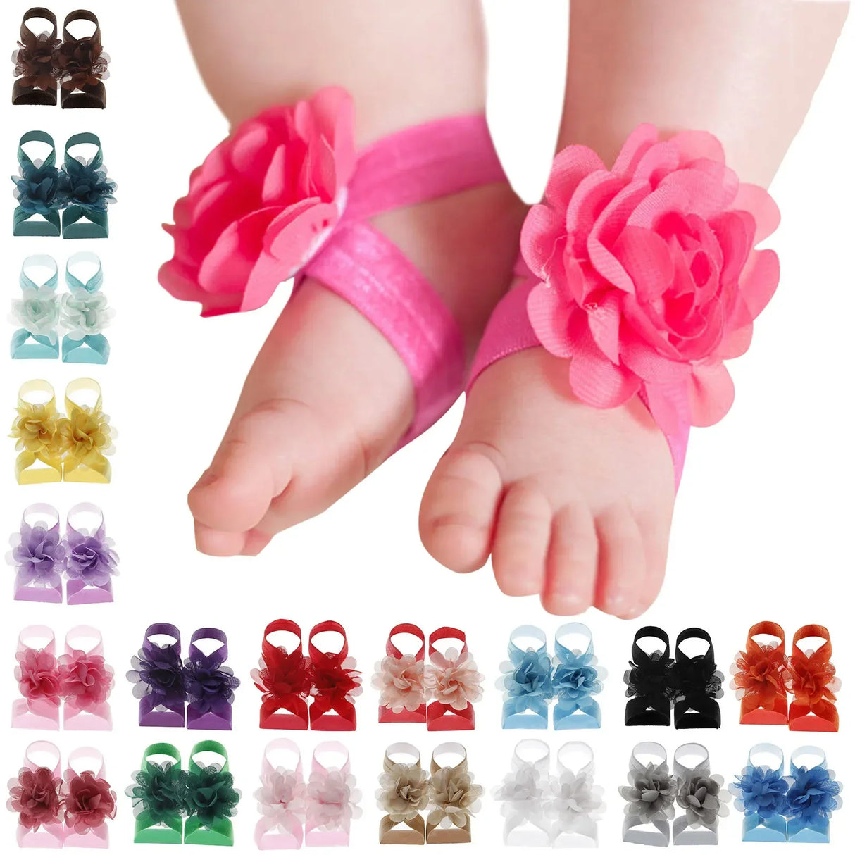 Cute Flower Chiffon Baby Sandals Soft Breathable Solid