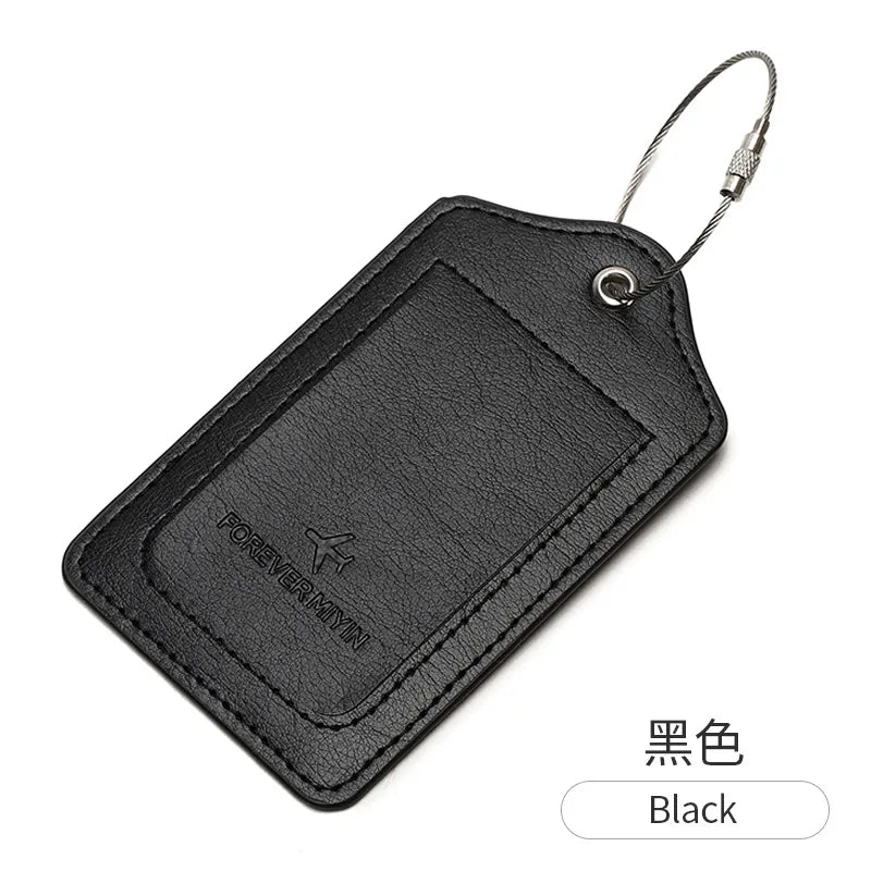 PU leather luggage tag With Anti Loss Wire